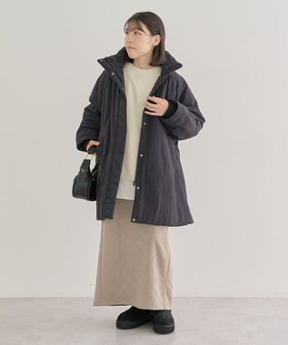 Green Parks フリース袖リブドッキングプルオーバー Beige