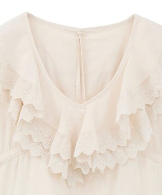 earth music&ecology 【綿100％】サイドリボンラッフルミニワンピース Ecru