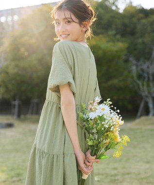 Tiaclasse リップルティアードワンピース ミント