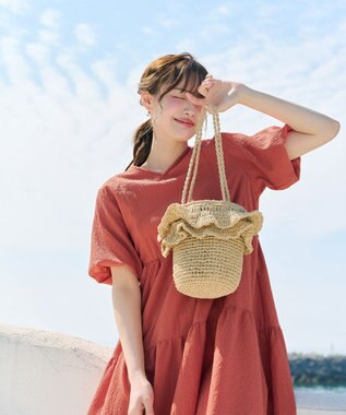 Tiaclasse リップルティアードワンピース オレンジ