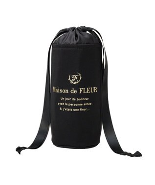 Maison de FLEUR 【保冷機能付き】サテン巾着ボトルケース Black