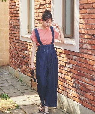 Feroux 【UVケア】タックスリーブ Tシャツ ピンク系