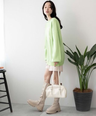 WEGO ウェーブロゴジャガードニットプルオーバー グリーン