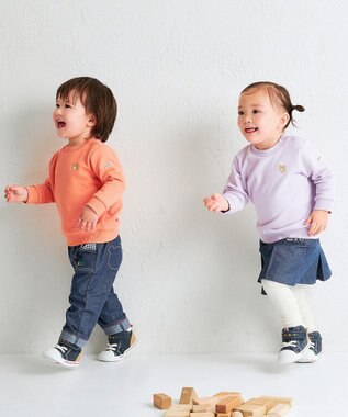 MIKI HOUSE HOT BISCUITS 【70-120cm】【Everyday Series】ワンポイント くすみカラー裏毛パイルトレーナー オレンジ