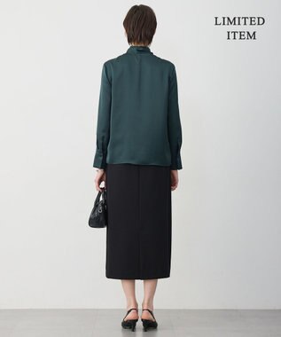 ICB 【WEB限定】 ドレープサテン ボウタイブラウス ミッドグリーン系