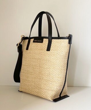 Hekhèr Le Style de Vie 【日本製 / 2WAY】ジュート×牛革 縦型トートバッグ ブラック