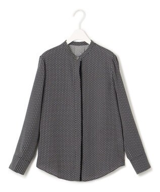 ICB 【WEB限定カラーあり・速乾・洗える】BackSatinAmunzen バンドカラーブラウス チェーン柄系