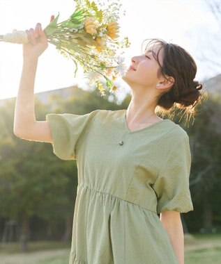 Tiaclasse リップルティアードワンピース ミント