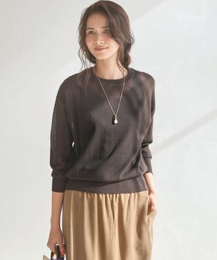 23区 L 【SLOW/一部店舗限定】シアー プルオーバー ニット ダークブラウン系