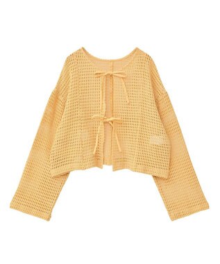 Green Parks Ｉ　前後２ｗａｙ　メッシュショート丈カーディガン Orange