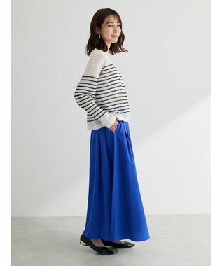 Green Parks シアーボーダーニットプルオーバー Navy