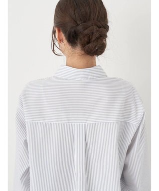 earth music&ecology ワンポイントロゴシャツ Stripe Gray