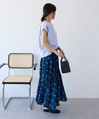 CRAFT STANDARD BOUTIQUE ボタニカルプリントデザインスカート Navy