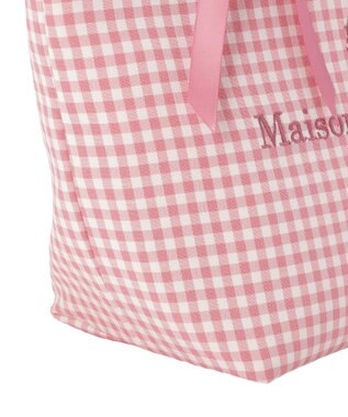Maison de FLEUR ギンガムブランドロゴフリルハンドルトート Pink
