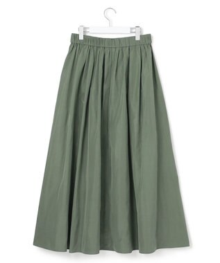 ICB L エステルメモリータフタ ピンタックスカート スモークグリーン系