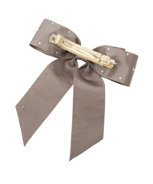 Maison de FLEUR ビジューグログランリボンバレッタ Brown