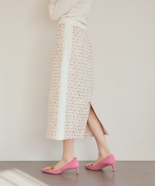 GRACE CONTINENTAL ツイードライン切替スカート キナリ