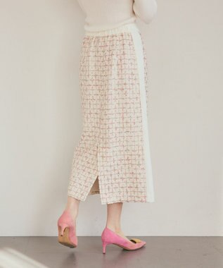 GRACE CONTINENTAL ツイードライン切替スカート キナリ