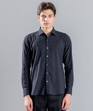JOSEPH HOMME オーナメントジャガードストレッチ　レギュラーカラーシャツ グレー系