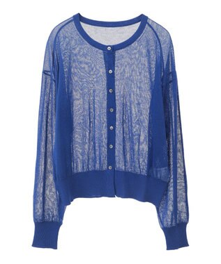 earth music&ecology 接触冷感シアークルーニットカーディガン Blue