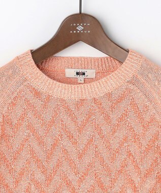 JOSEPH ABBOUD 【キングサイズ・エコ素材和紙使用・日本素材】和紙杢メッシュクルーネック ニット ライトオレンジ系