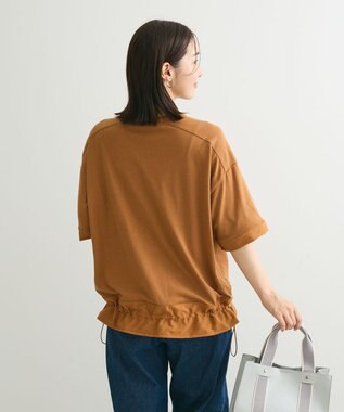 Green Parks 裾ドロスト５分袖ドッキングチュニック Yellow