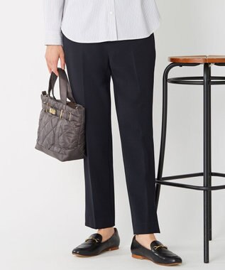 J.PRESS LADIES 【洗える】40/2NEWESTバックピーチ テーパード パンツ ネイビー系