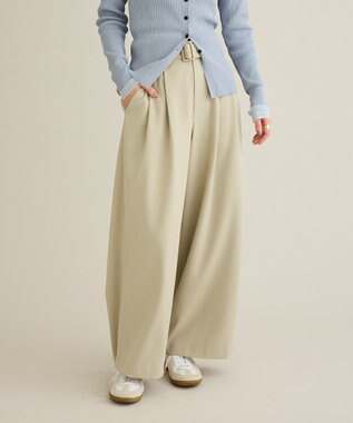 CRAFT STANDARD BOUTIQUE ハイウェストベルトワイドパンツ Light Beige