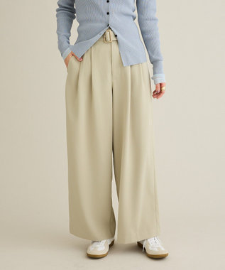 CRAFT STANDARD BOUTIQUE ハイウェストベルトワイドパンツ Light Beige