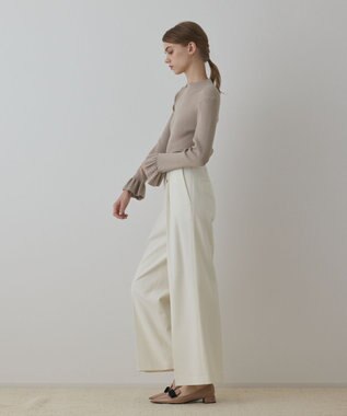 GRACE CONTINENTAL ラメリブニットトップ ベージュ