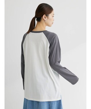 Green Parks シアーラグラン配色プルオーバー Light Gray