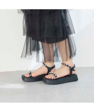 MODE ET JACOMO <noyau>パールデザイン厚底スポーツサンダル ブラック