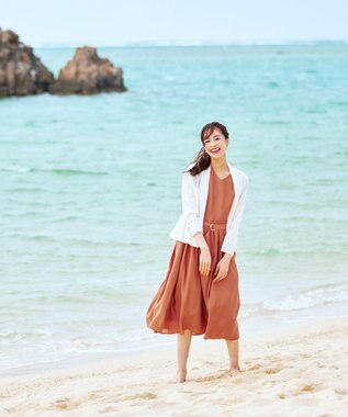 Tiaclasse L 【洗える】大人上品なシアータックワンピース オレンジ