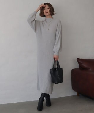 WEGO 【WEB限定/2025年秋冬新作】ニットワンピース グレー