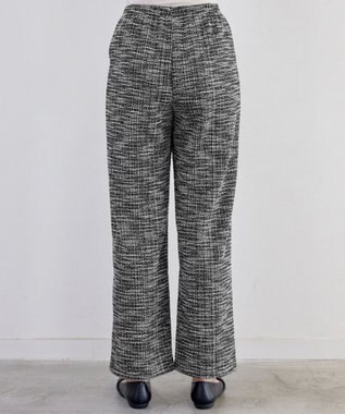 Tiaclasse ラメツイードワイドストレートパンツ オフブラック