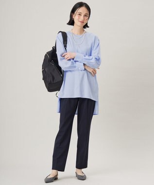 自由区 【SHIHOさん着用・洗える】SOMELOSチュニック ブラウス サックス