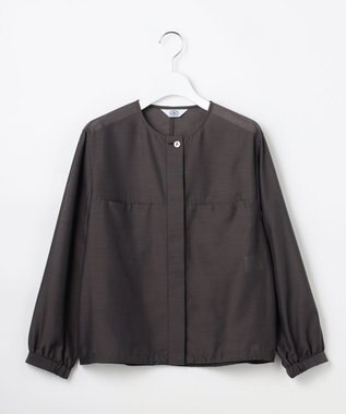 J.PRESS LADIES L 【季節の変わり目に】リネンシアースラブ ノーカラー ブルゾン スレートブラウン系