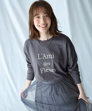 ANY 【洗濯機可】フロッキーロゴロングＴシャツ チャコール