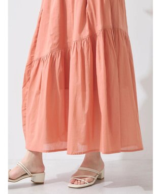 earth music&ecology コットンボイルランダム切替フレアスカート Orange