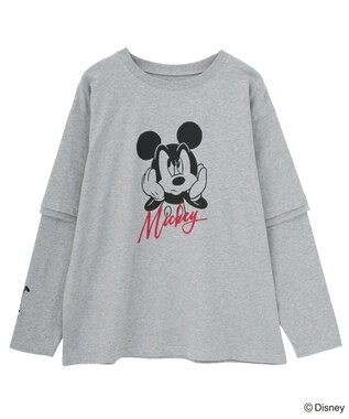 Green Parks ミッキー＆フレンズ／レイヤードプリントロングＴシャツ Gray Mixture