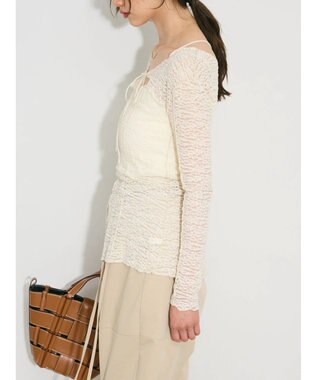 Green Parks カットワークデザインレーストップス Off White