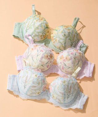 une nana cool バックスタイルまでかわいい Steppe Flower ワイヤーブラ グレイッシュブルー