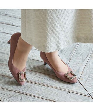 Riz raffinee <Riz raffinee>ビジューバックルパンプス ピンクスエード