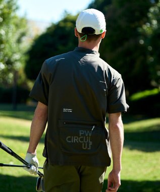 PW CIRCULUS 【吸水速乾 / UV遮蔽率99% UVカット / ストレッチ】【MEN】バックメッシュポケットモックT ゴルフ カーキ系