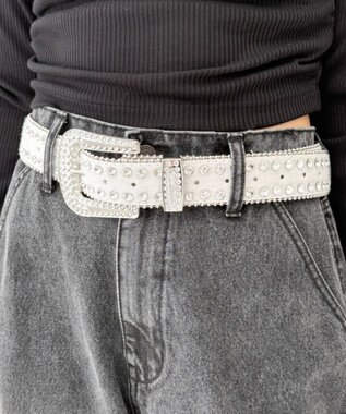 WEGO Lビジューラメシャギーベルト ホワイト