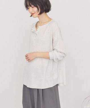 AMERICAN HOLIC 【選べる丈】ヘンリーネックワッフルメロープルオーバー Oatmeal