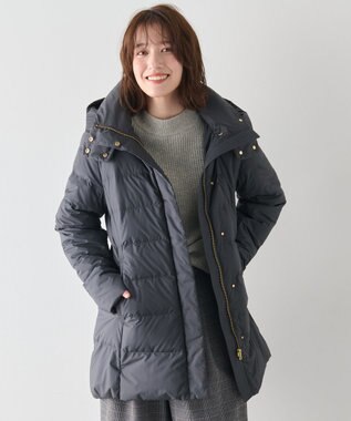 ANY 【洗濯機可/フード取り外し可能/撥水】楽映えリッチロング丈ダウン [一部店舗・WEB限定]チャコール