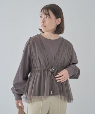 Green Parks ＳＥＴ２点　チュールベスト＋ロンＴＥＥ Dark Gray