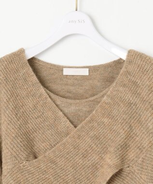 ANY SIS 【洗える】クロスレイヤードニット ワンピース ベージュ