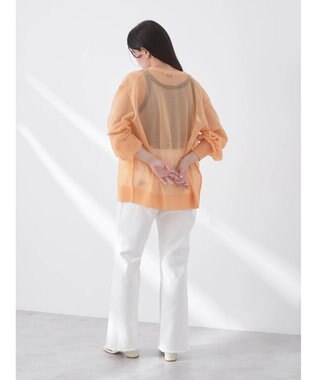 earth music&ecology ファンシーラメＶネックカーディガン Pink Orange